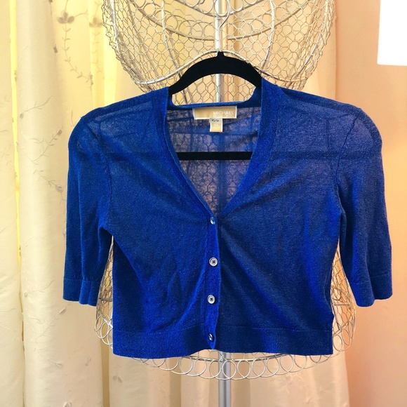 MICHAEL KORS Blue Crop Sweater - Picture 1 of 3